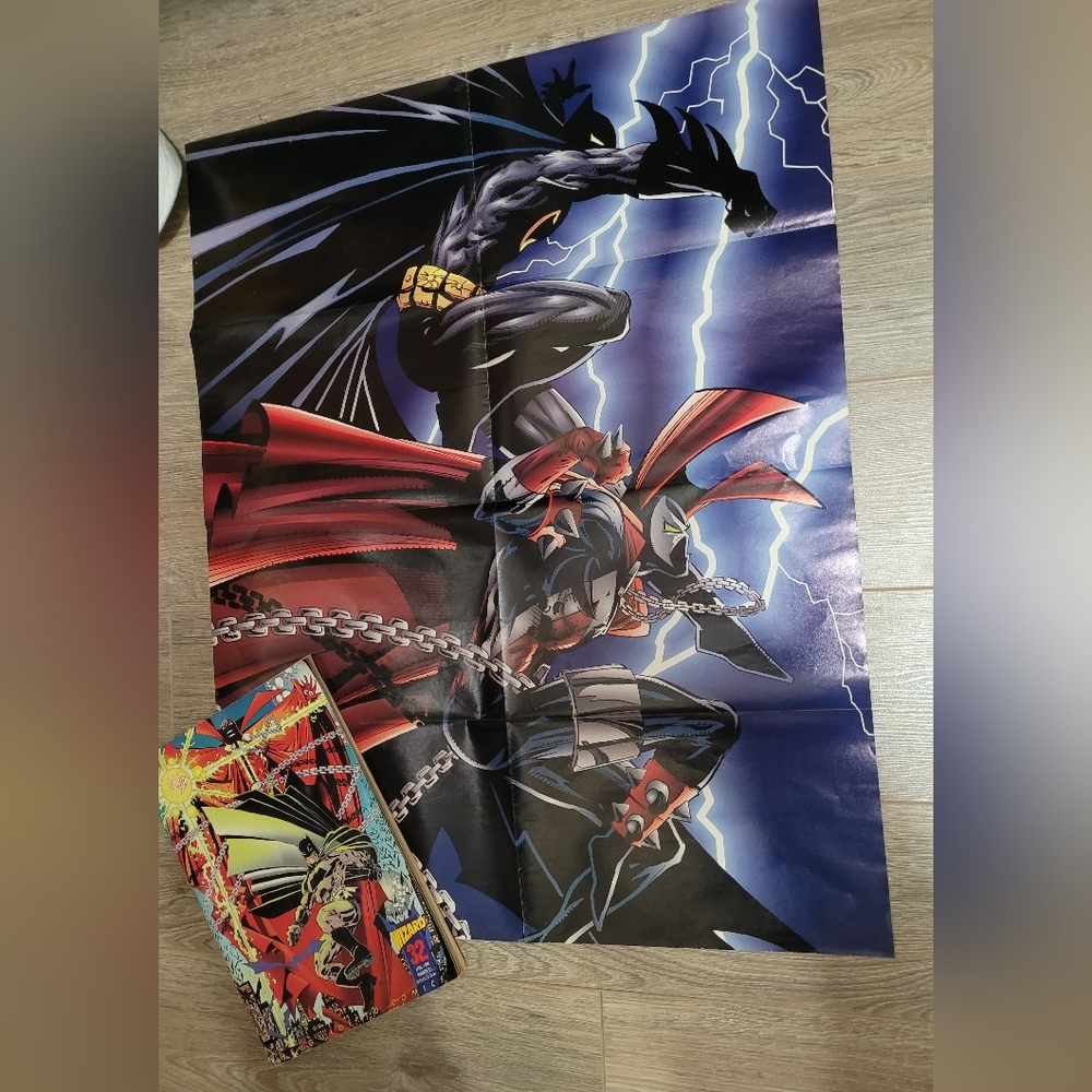 Spawn/Batman poster and Wizard magazine